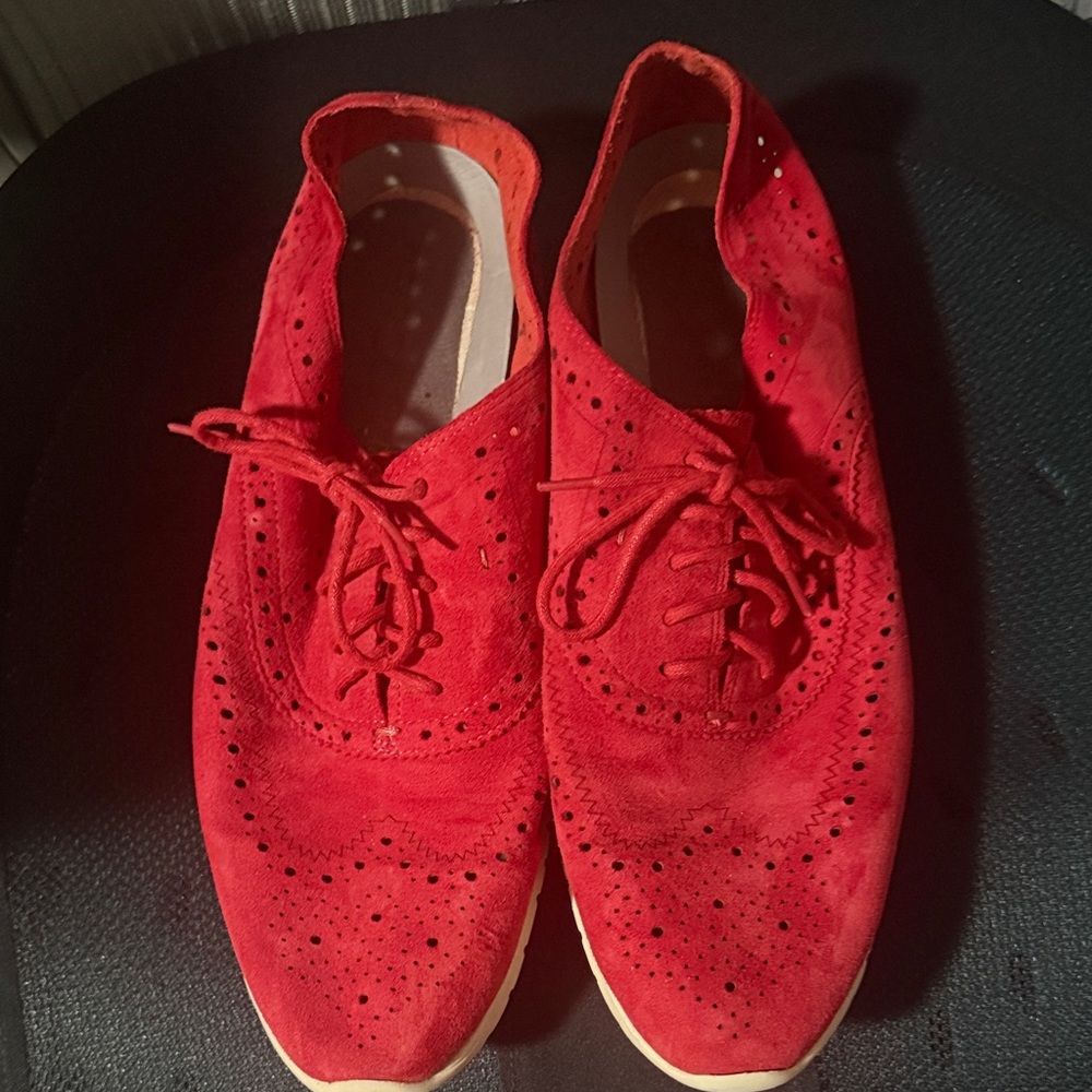 ❤️Cole Haan Zerogrand Size 11B Red 💯% Genuine Suede Wingtip Sneakers